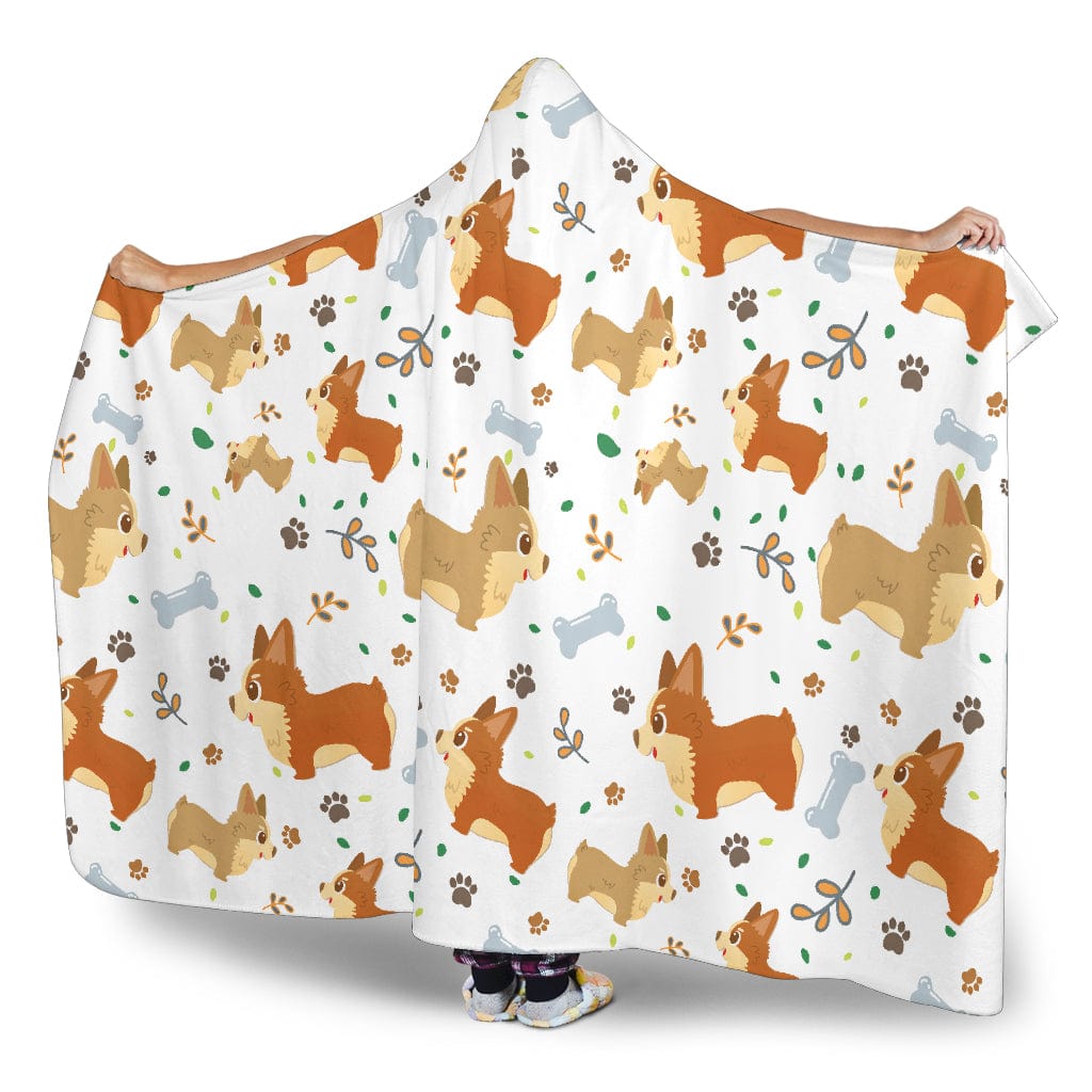 Cute Corgi Dogs Hooded Blanket