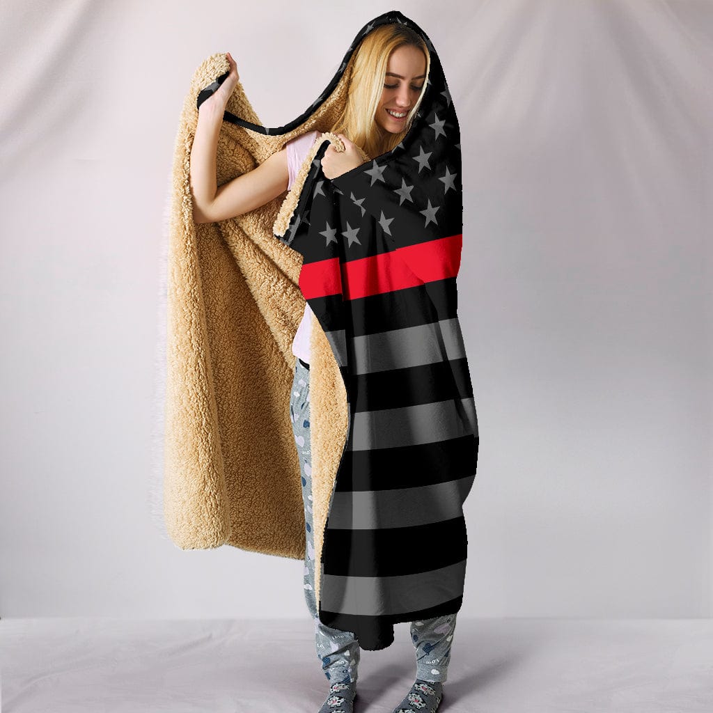 Thin Red Line Hooded Blanket