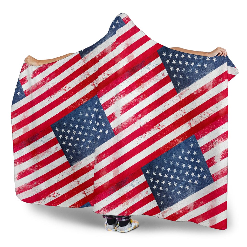 Ultimate American Flag Tiled Hooded Blanket