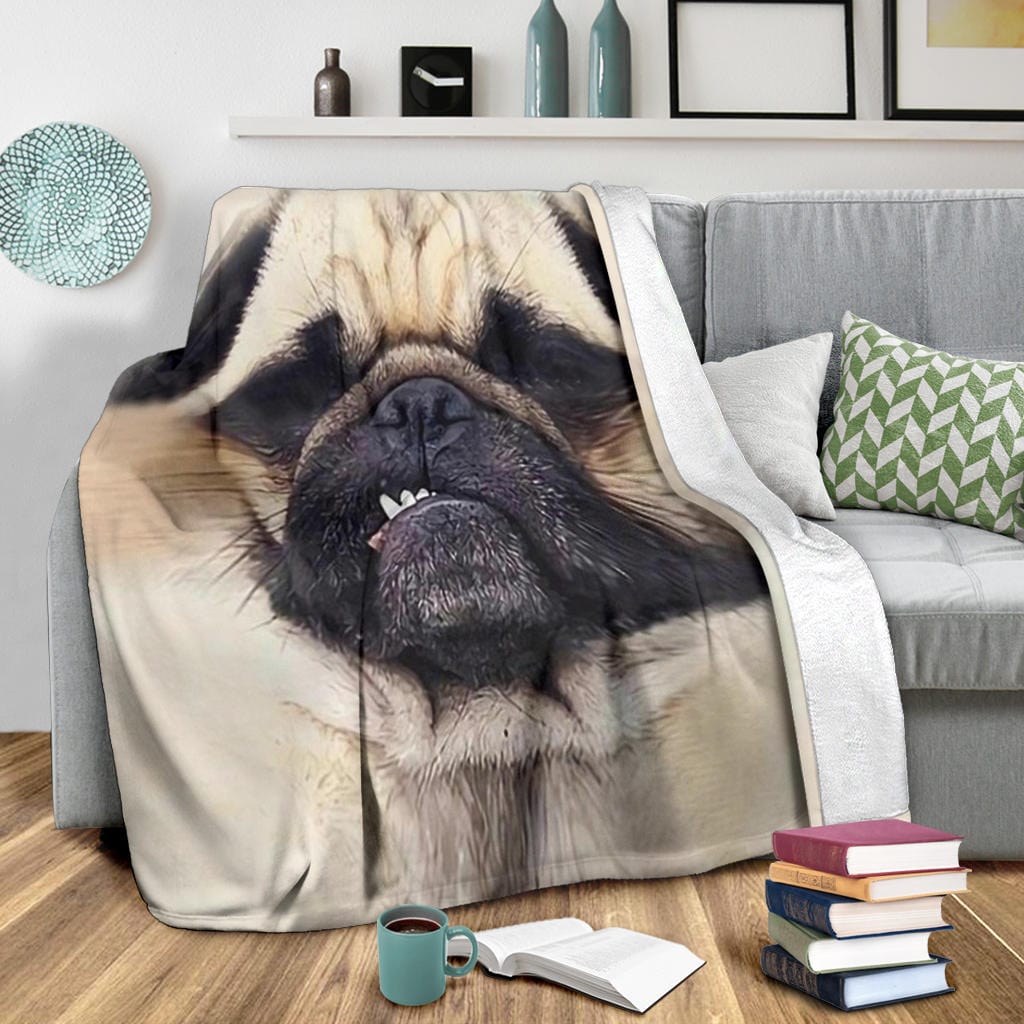 Funny Dog Face Premium Fleece Blanket