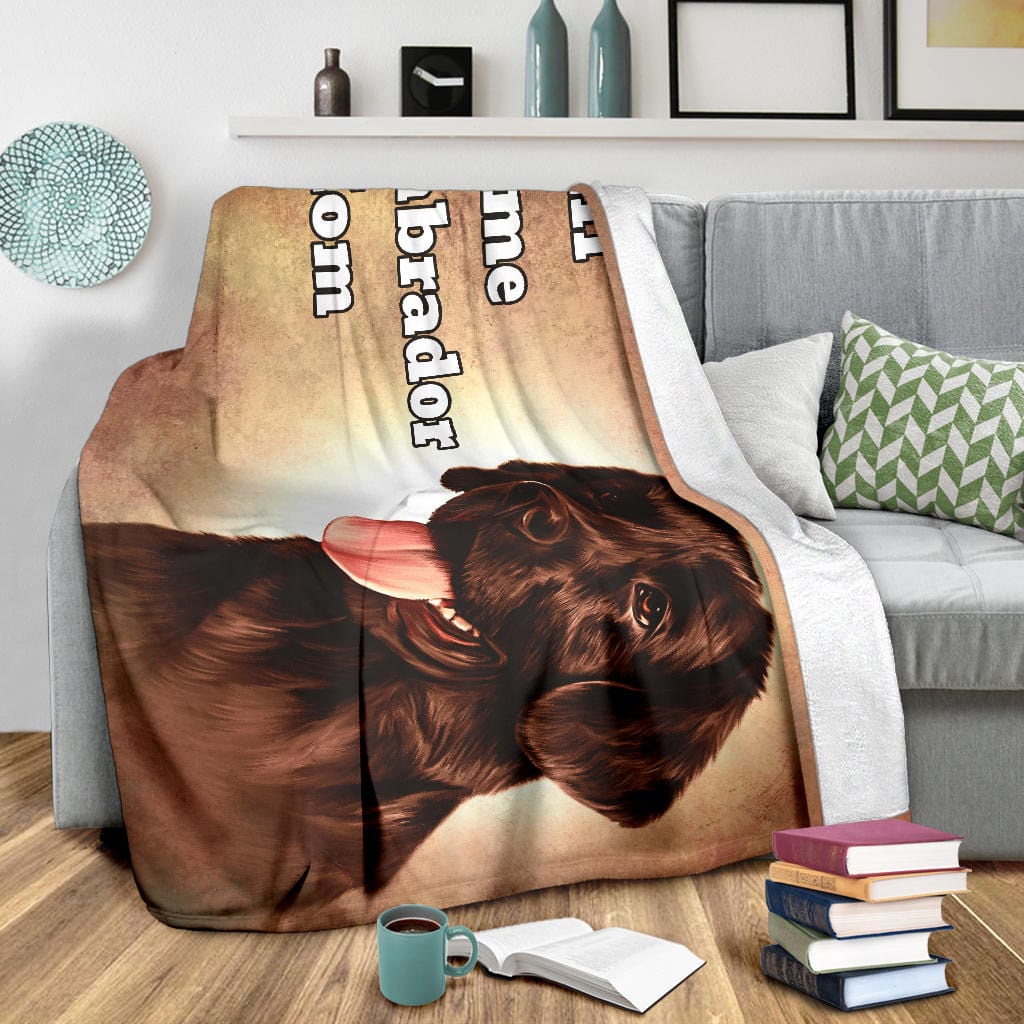 Full Time Labrador Mom Premium Fleece Blanket Brown