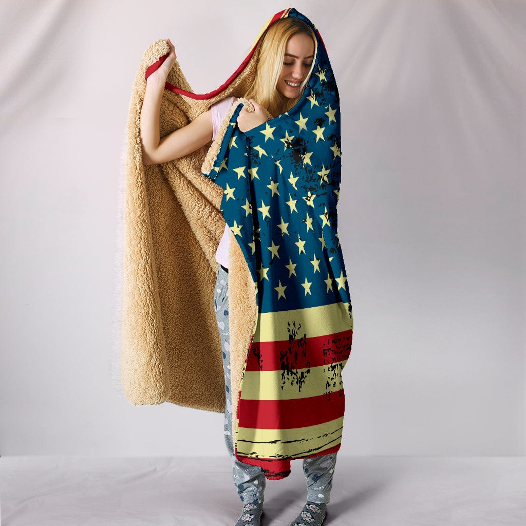 American Flag Hoodie Blanket