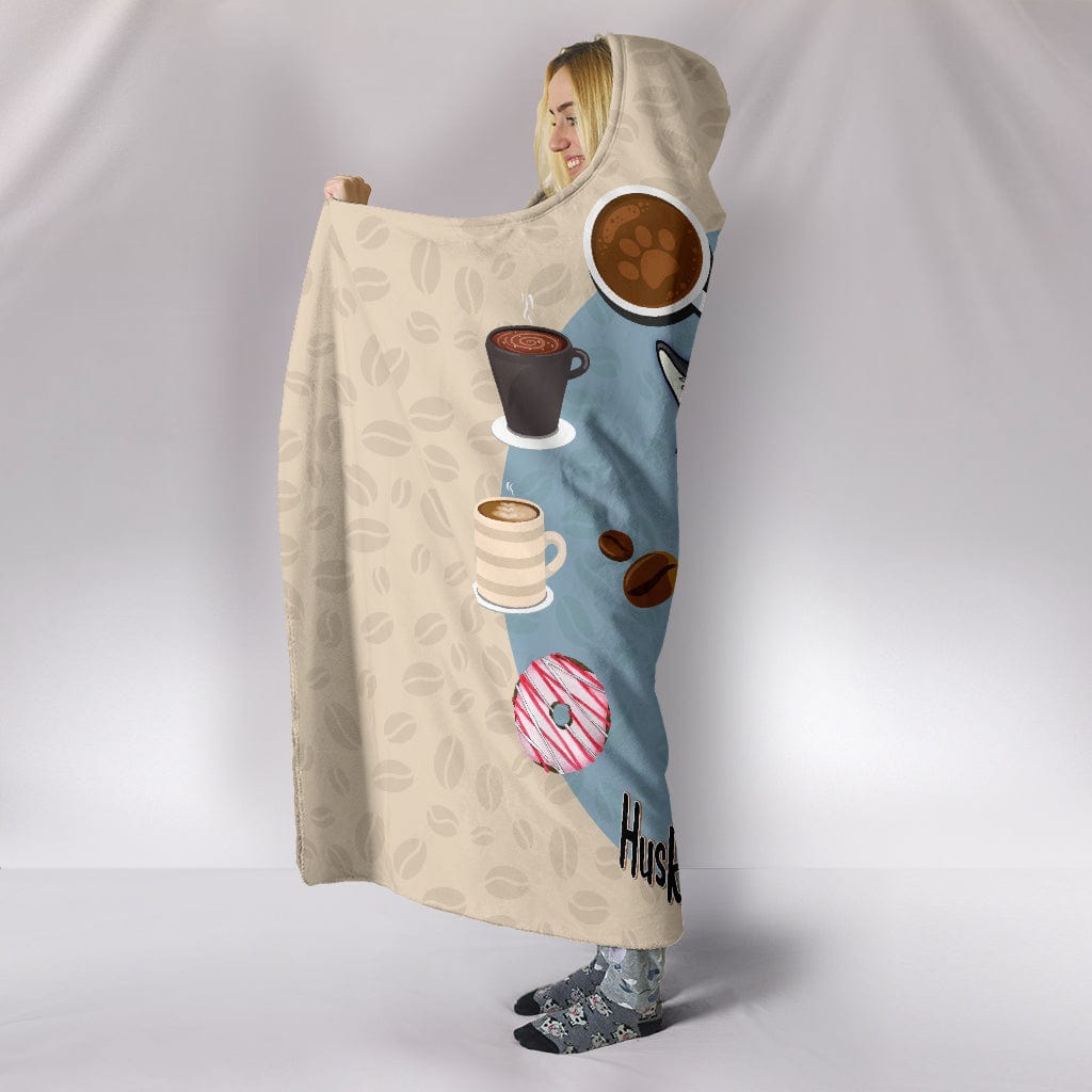 Husky Lovers Coffee Club Hooded Blanket