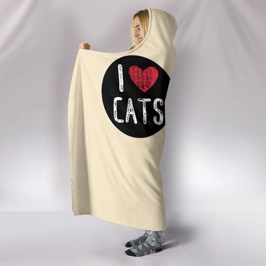 I Love Cats Hooded Blanket