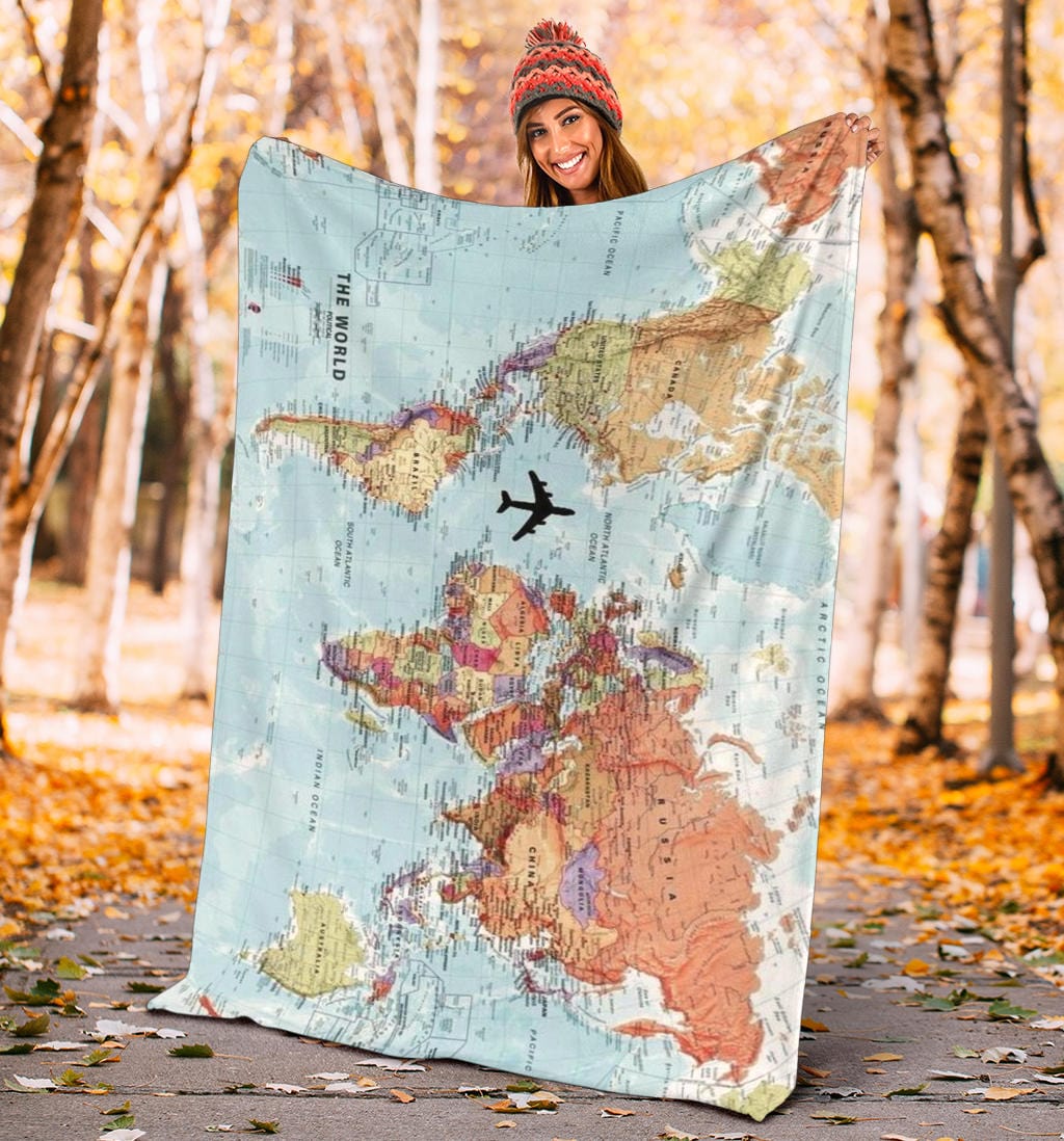 World Map Premium Fleece Blanket