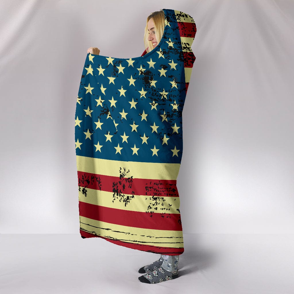 American Flag Hoodie Blanket