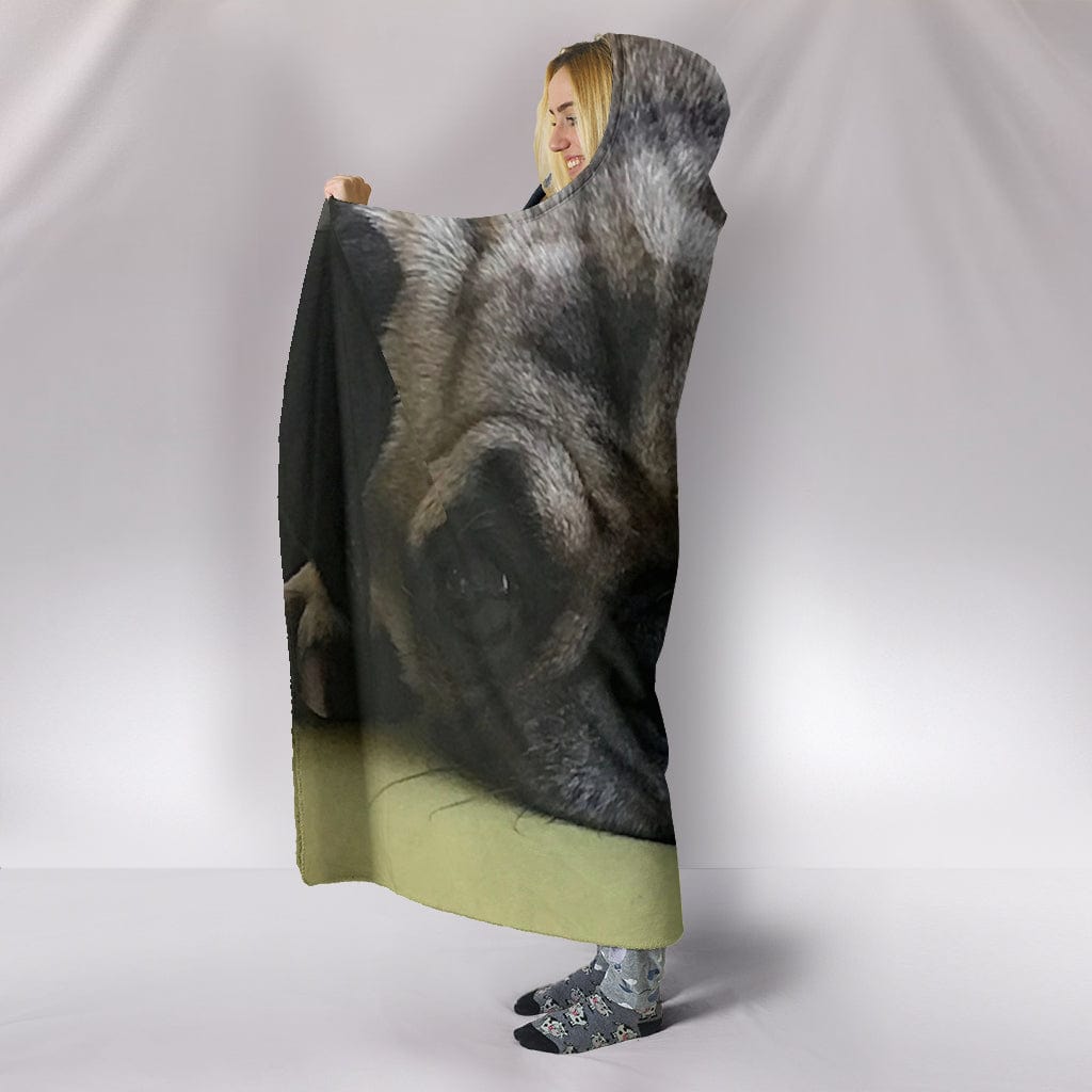 Pug Lounging Hooded Blanket