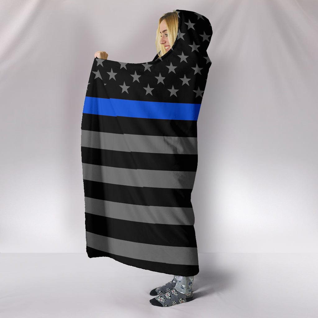 Thin Blue Line Hooded Blanket