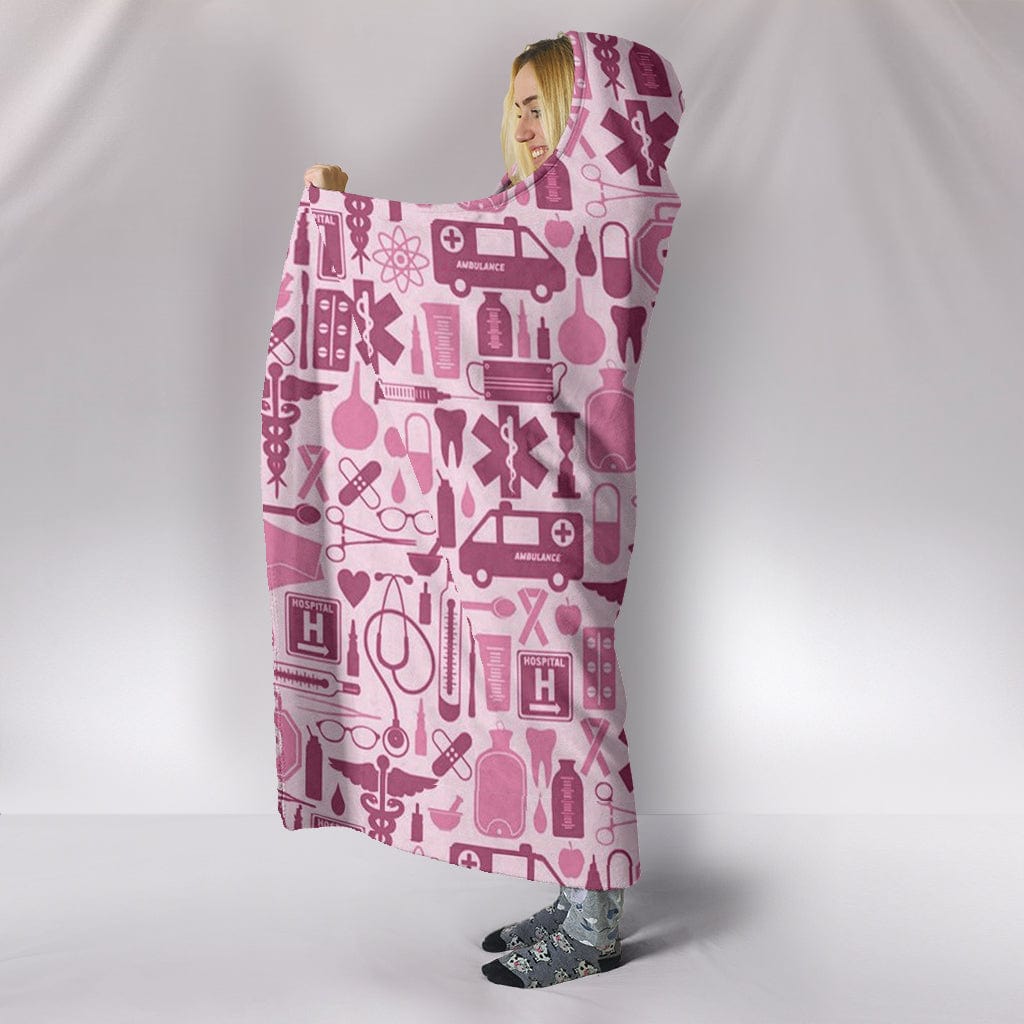 Pink Nurse Tools Hooded Blanket