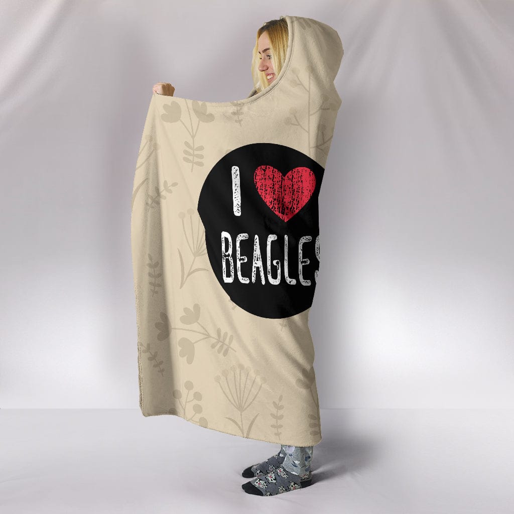 I Love Beagles Hooded Blanket