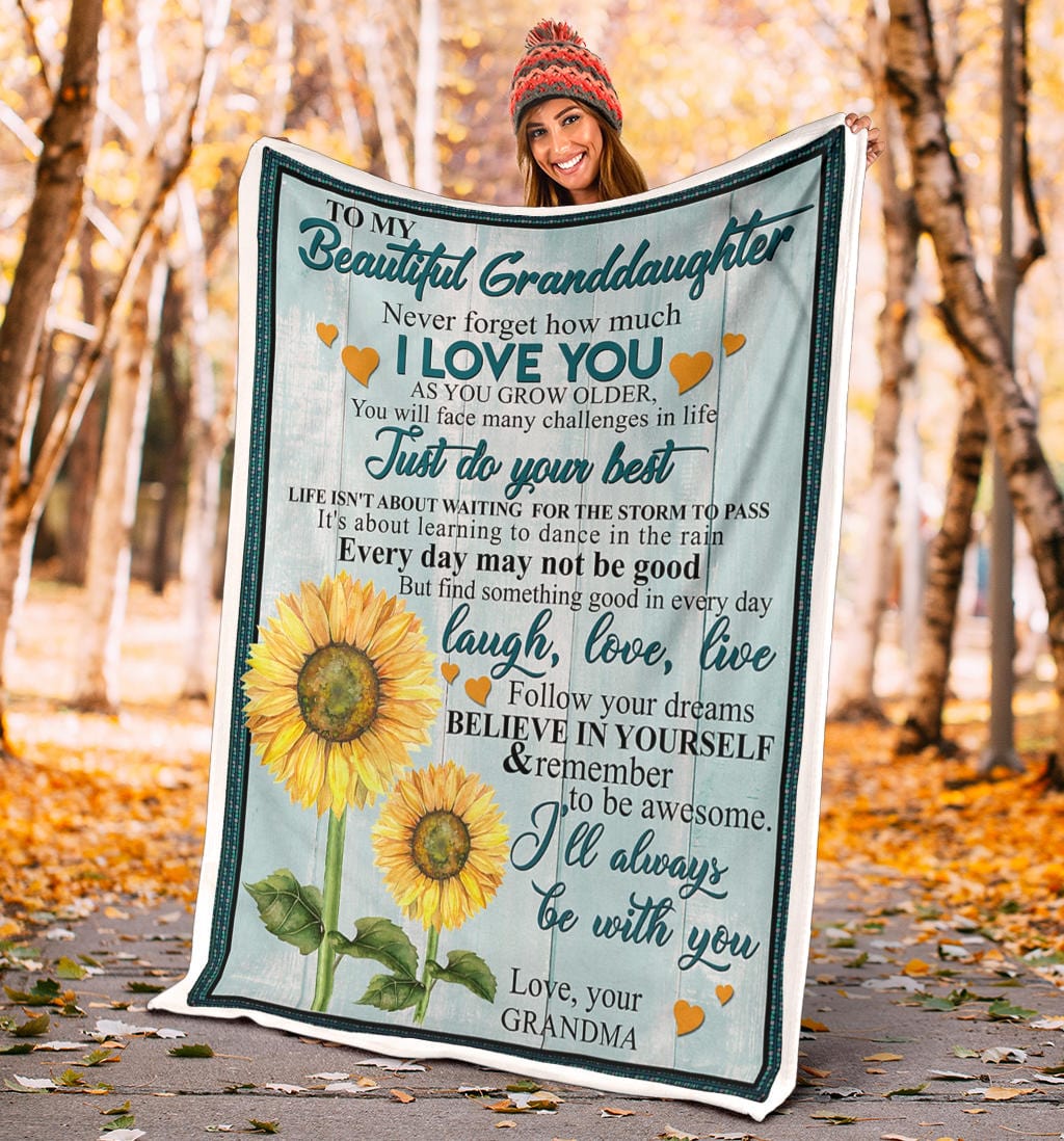 Beautiful Granddaughter Premium Fleece Blanket