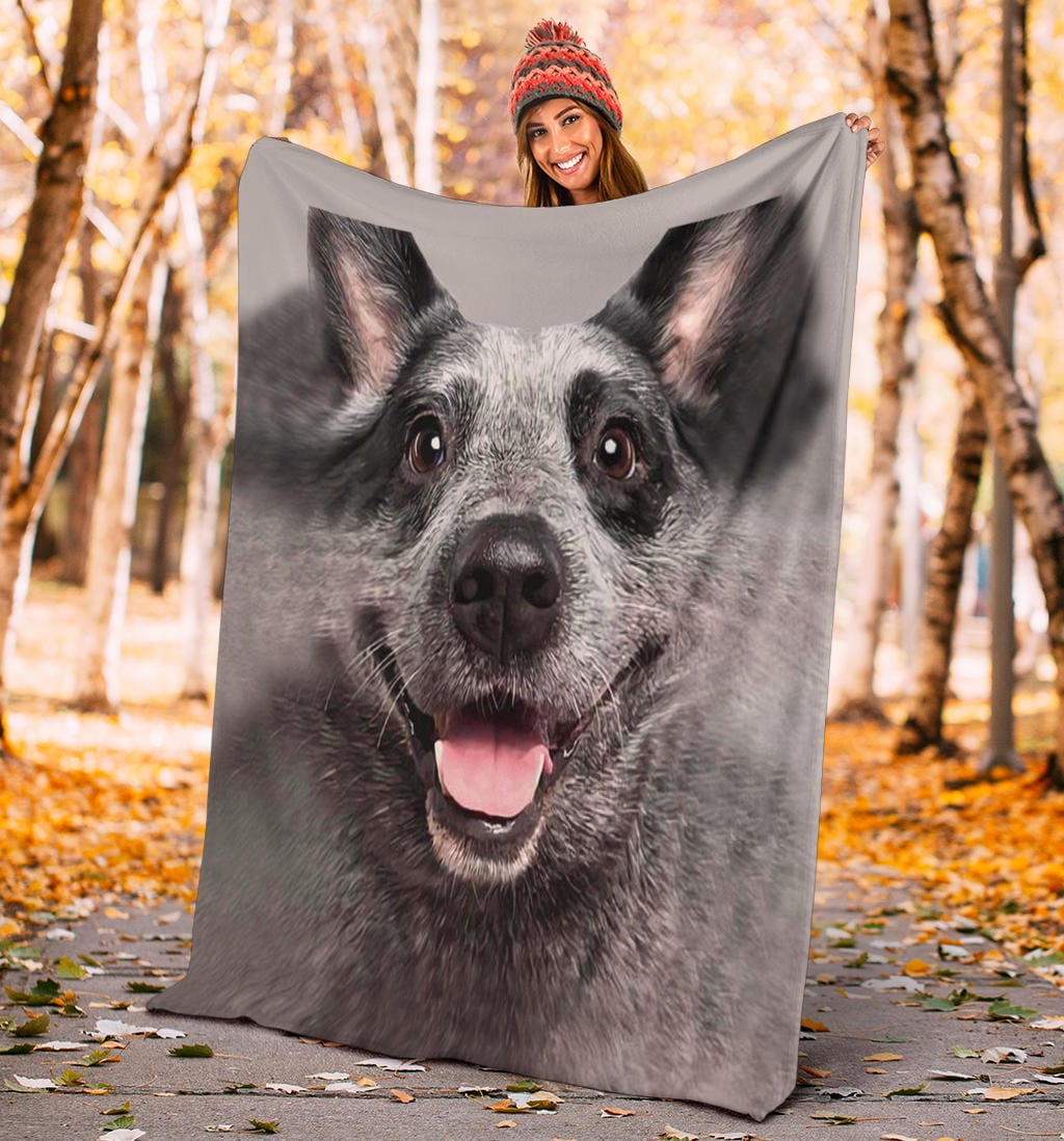 Smiling Dog Face Premium Fleece Blanket