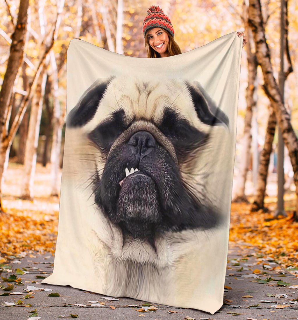 Funny Dog Face Premium Fleece Blanket