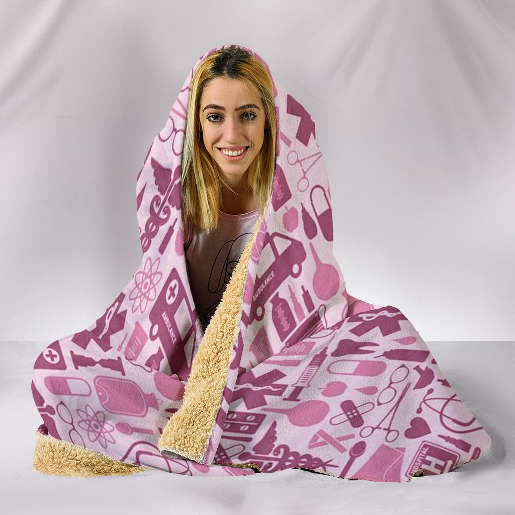 Pink Nurse Tools Hooded Blanket