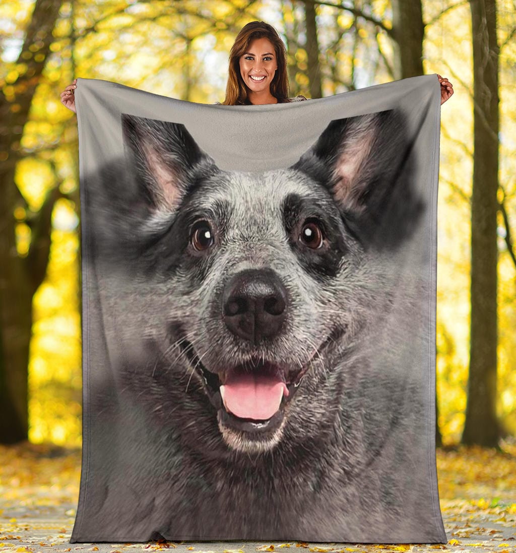 Smiling Dog Face Premium Fleece Blanket