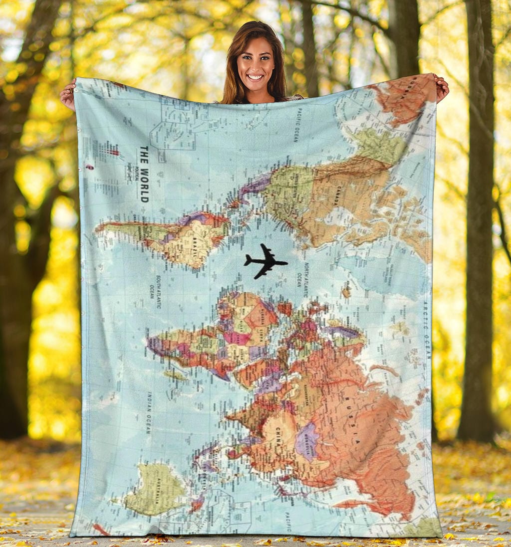 World Map Premium Fleece Blanket