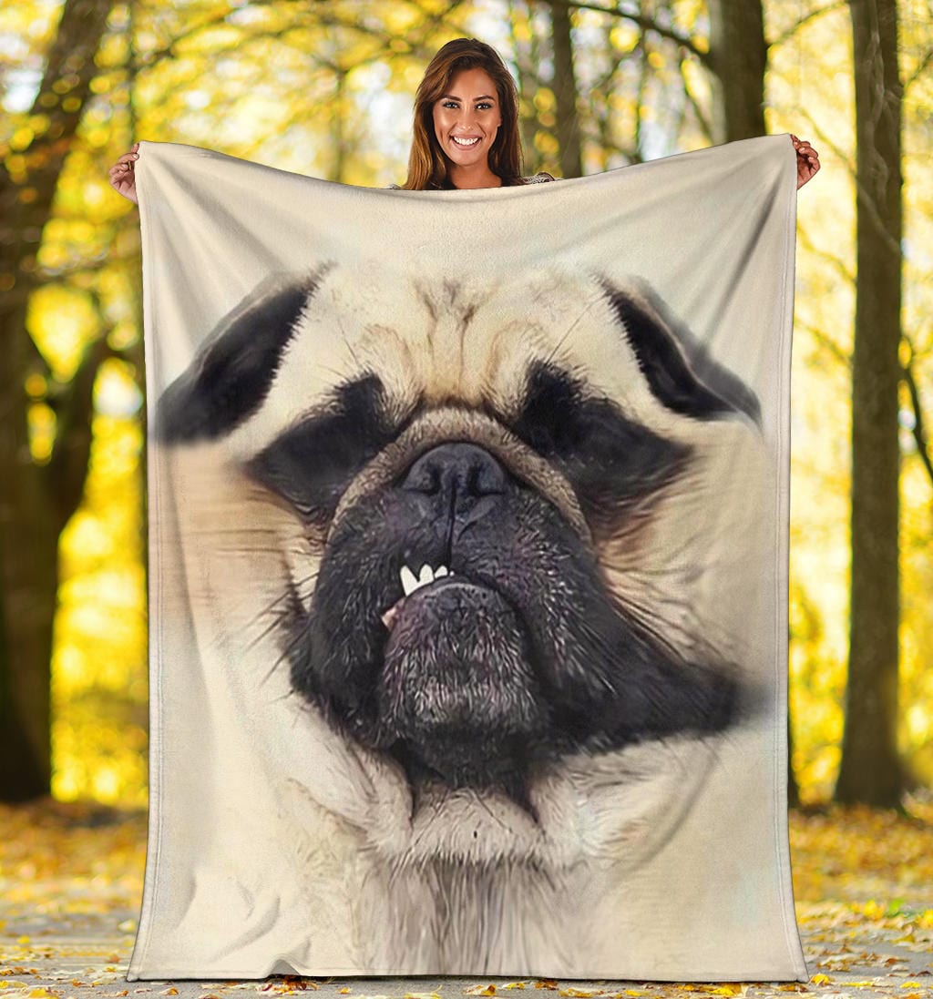 Funny Dog Face Premium Fleece Blanket