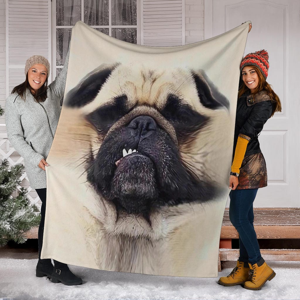 Funny Dog Face Premium Fleece Blanket