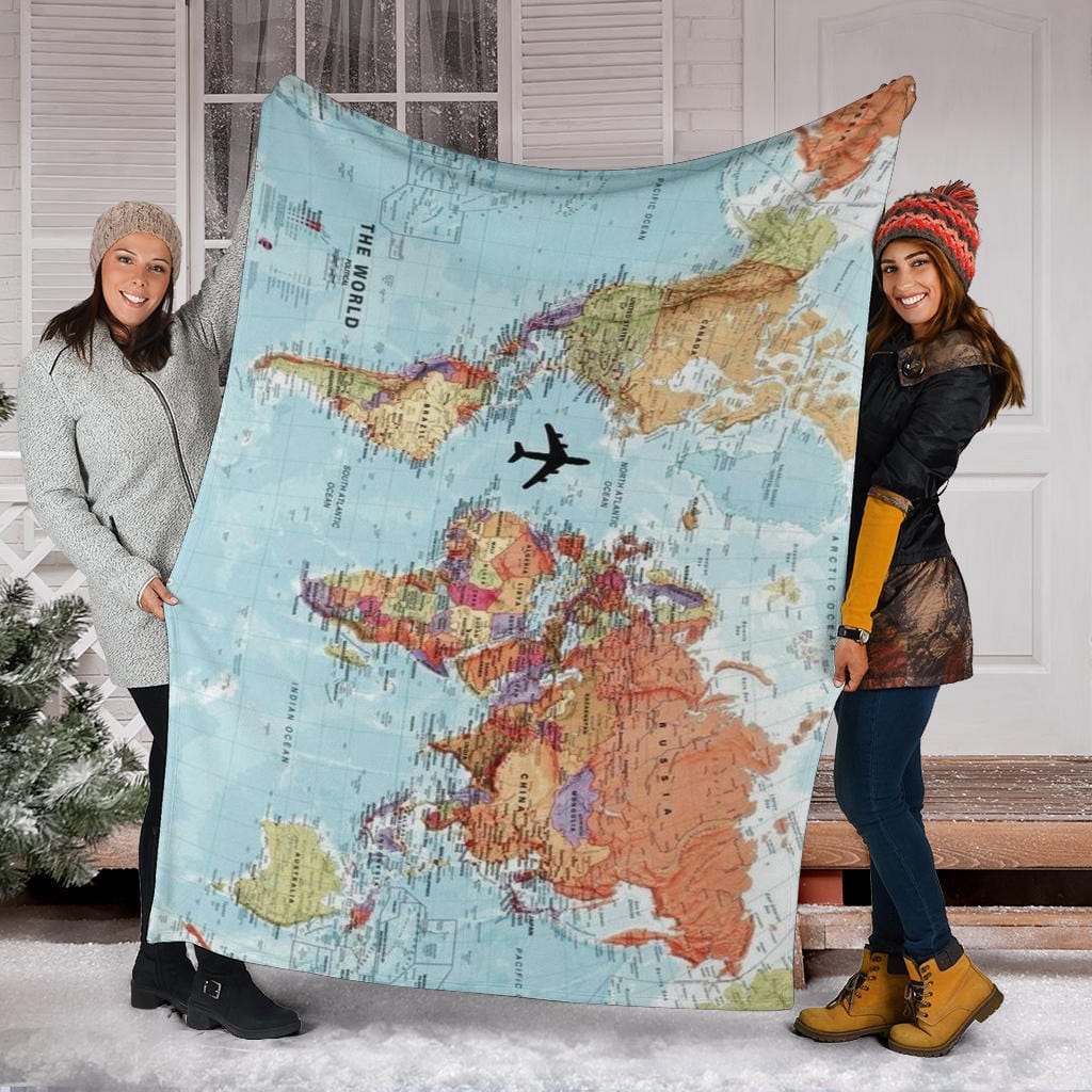 World Map Premium Fleece Blanket