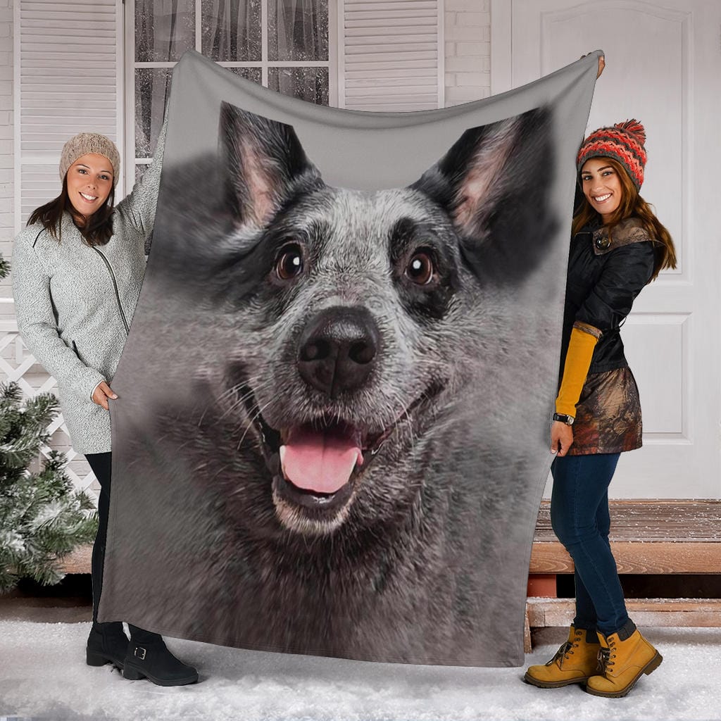 Smiling Dog Face Premium Fleece Blanket