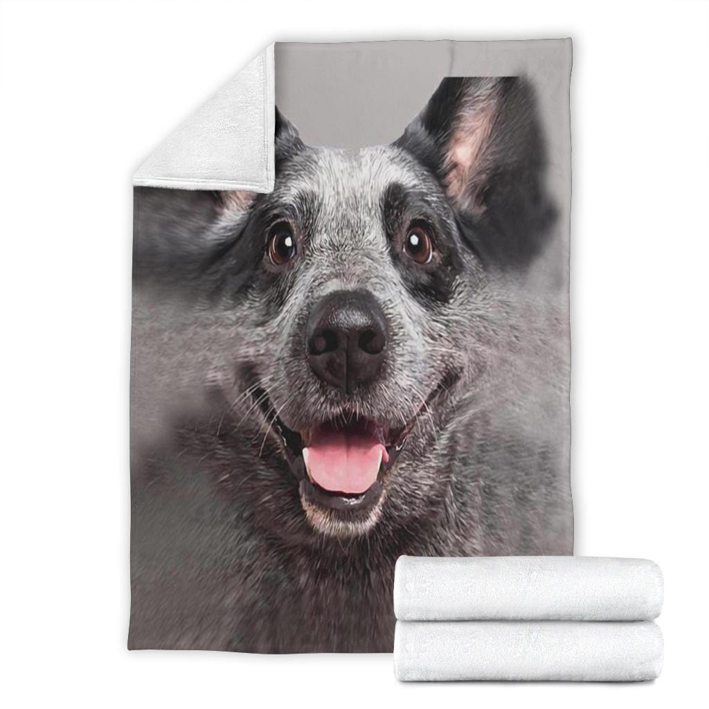 Smiling Dog Face Premium Fleece Blanket