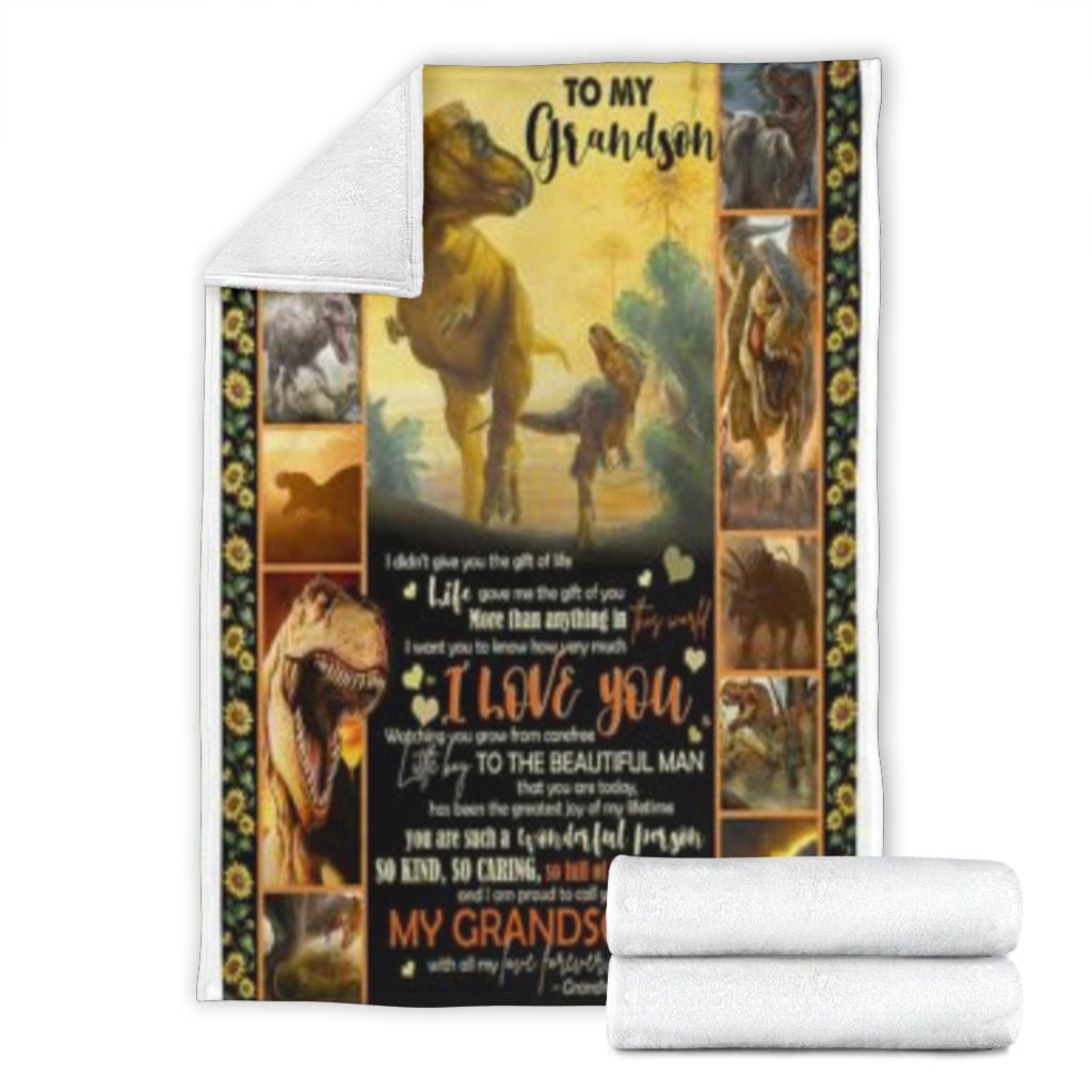 To My Grandson Premium Fleece Blanket