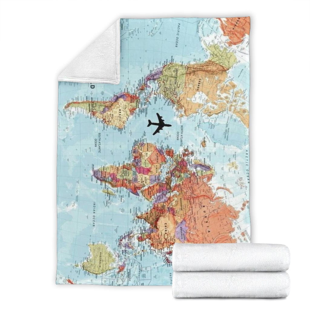 World Map Premium Fleece Blanket