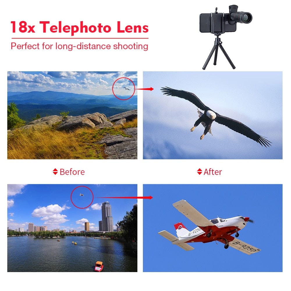 18X Zoom Monocular/Smartphone Camera Lens with Bluetooth Shutter Control