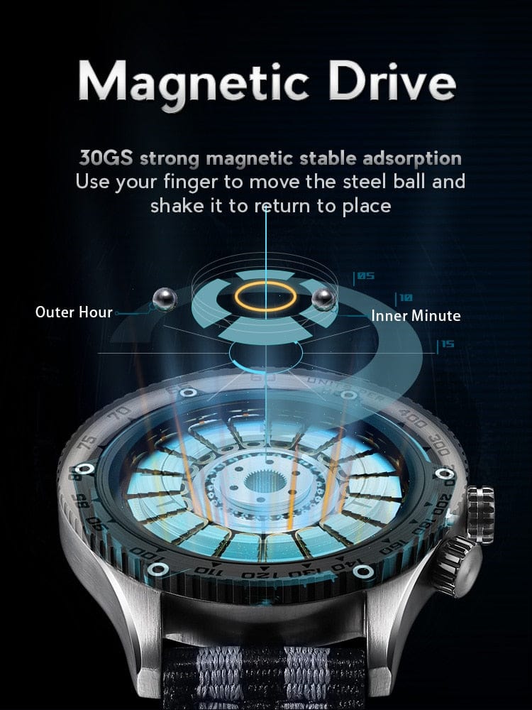 Unique Men's Steel Magnetic ball Watch