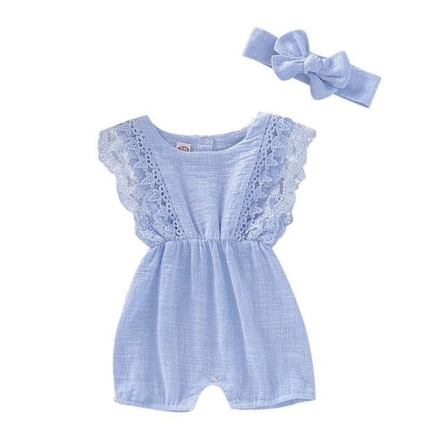 Baby Girl's Jumpsuit Romper + Headband