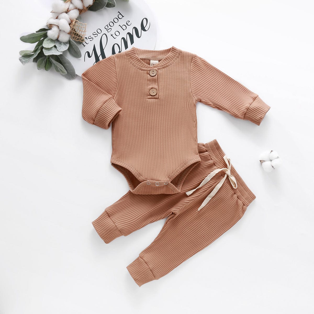 Two Piece Autumn Ribbed Clothing Set