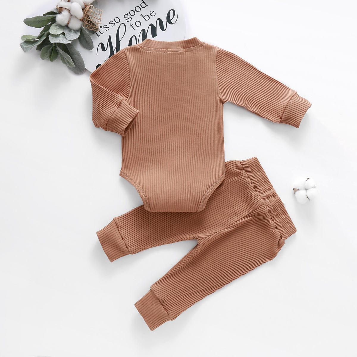 Two Piece Autumn Ribbed Clothing Set