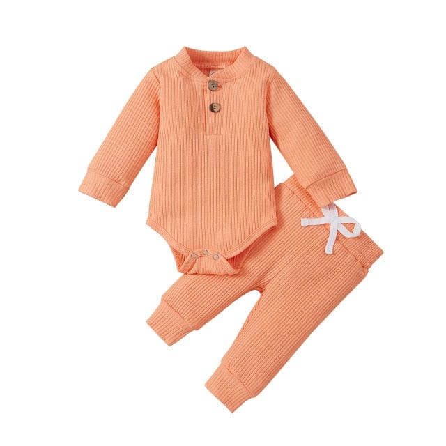 Two Piece Autumn Ribbed Clothing Set