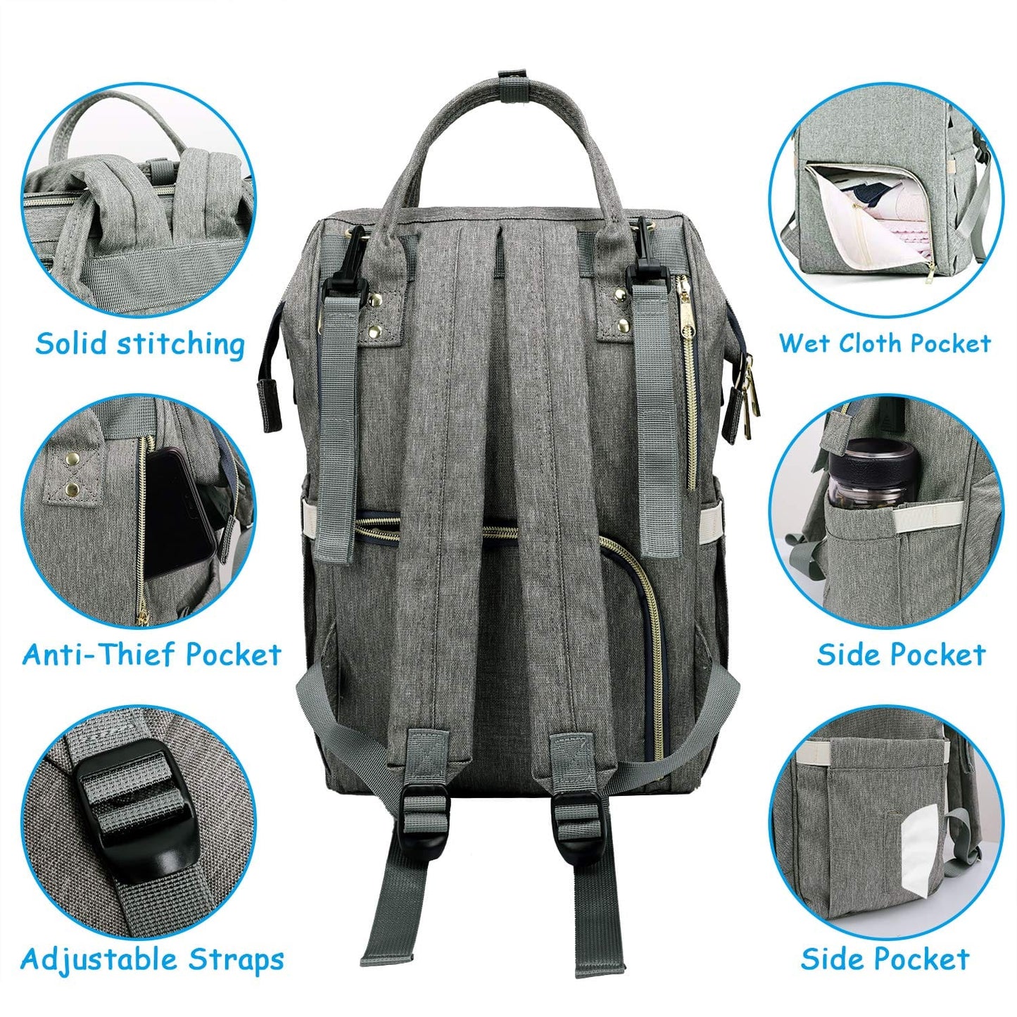 USB Diaper Bag Backpack