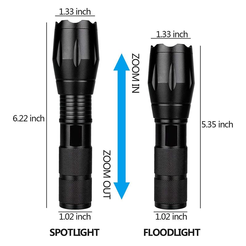 Waterproof Tactical LED Zoom Flashlight