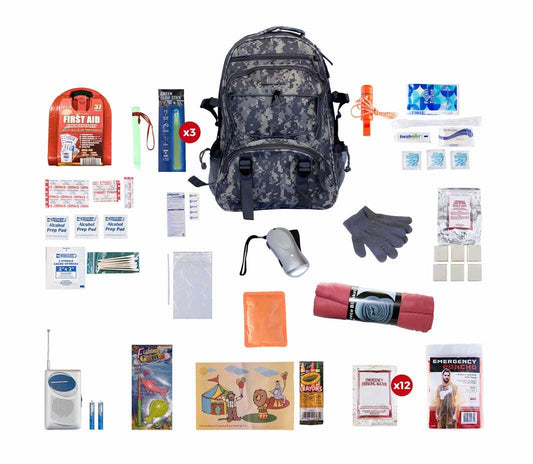Survival Kit For Children (72+ Hours) in Camo Backpack