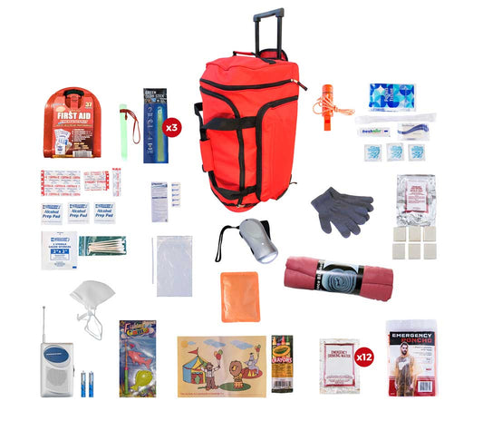Survival Kit For Children (72+ Hours) in Red Wheel Bag