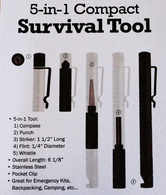 5 In 1 Compact Survival Tool